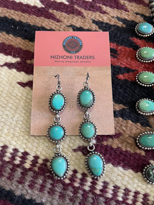“The Rainstorm” Beautiful Handcrafted Sterling Silver Turquoise Necklace & Earring Set