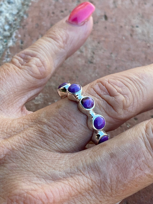 Purple Mojave & Sterling Silver Stacker Band