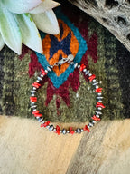 Navajo Coral & Sterling Silver Beaded Bracelet