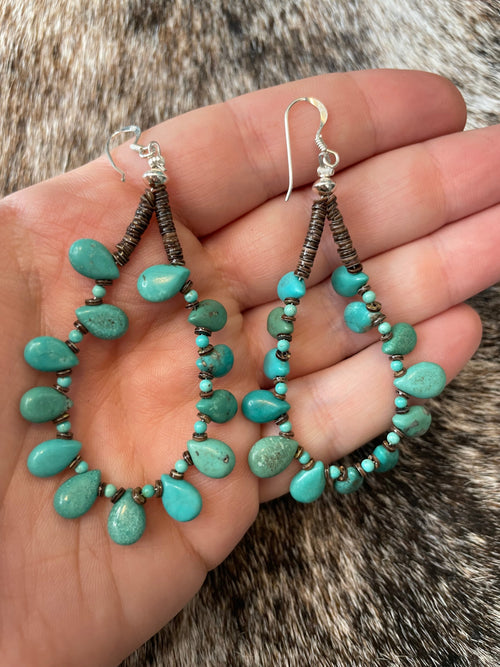 Navajo Sterling Silver Turquoise Beaded Earrings