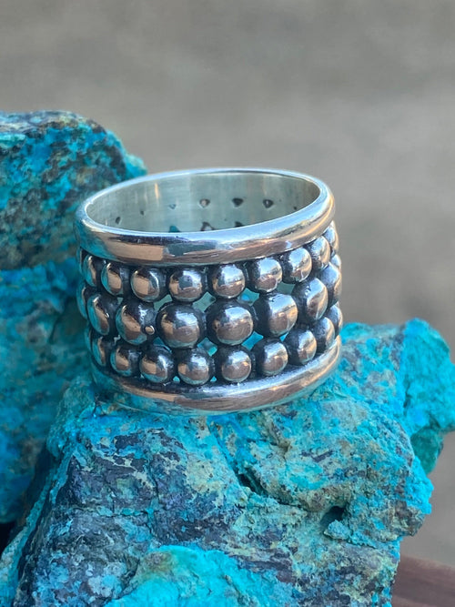 Handmade Sterling Silver Ball Cigar Band Ring