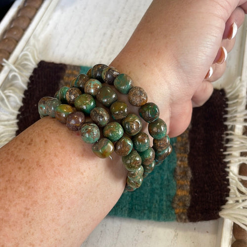 Navajo Turquoise & Sterling Silver Beaded Wrap Bracelet