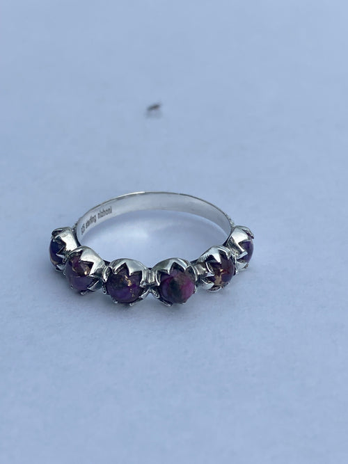 4mm Purple Mojave 6 Stone Sterling Silver Stacker Band