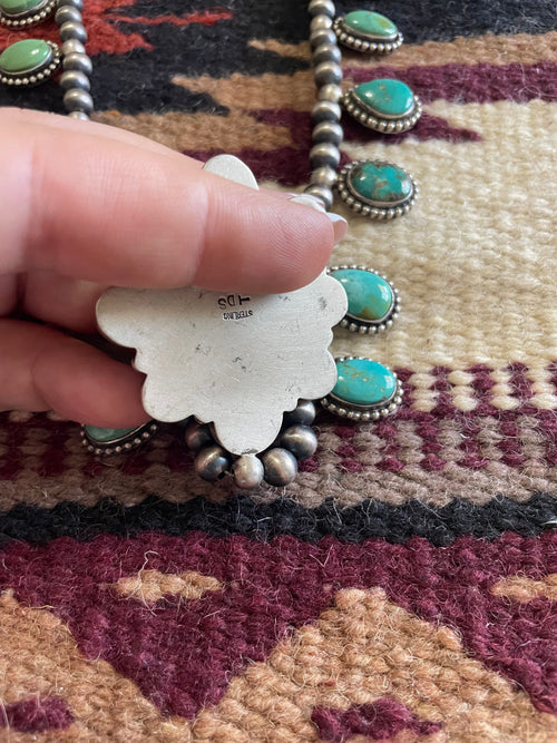 “The Rainstorm” Beautiful Handcrafted Sterling Silver Turquoise Necklace & Earring Set