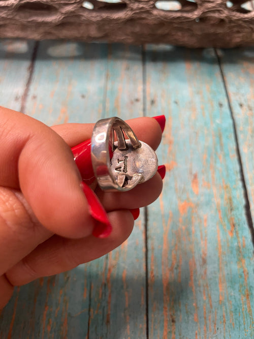 Old Pawn Navajo Sterling Silver & Charorite Ring Size 8