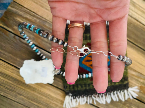 Navajo Sterling Silver & Sonoran Mountain Turquoise Beaded Necklace