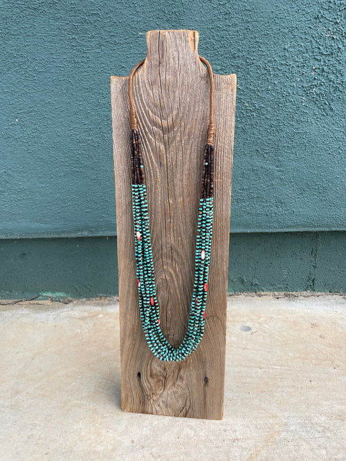 Navajo Turquoise, Spiny And Heishi Ten Strand Beaded Necklace