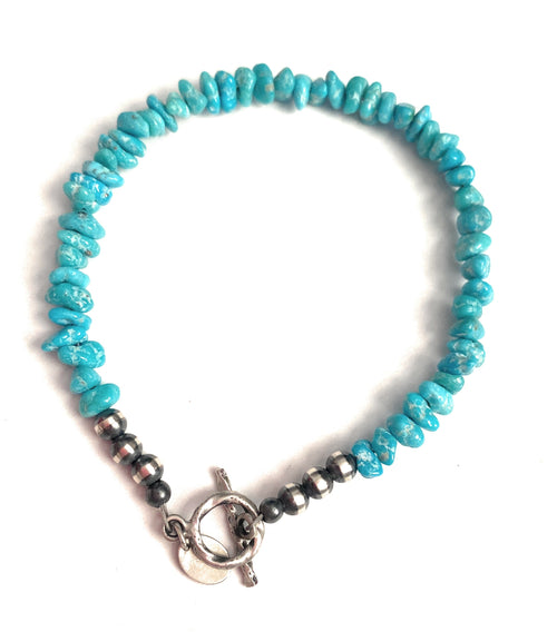 Navajo Turquoise & Sterling Silver Beaded Bracelet