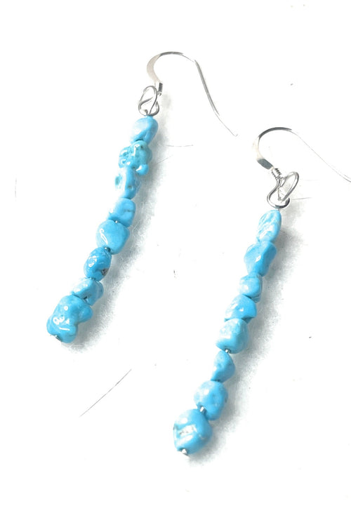 Navajo Sterling Silver & Turquoise Beaded Dangle Earrings