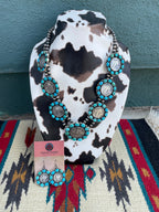Handcrafted Turquoise & Sterling Silver Liberty Coin Necklace Earrings Set Signed Bea Tom