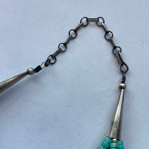 Navajo Turquoise & Sterling Silver 5 Strand Beaded Necklace