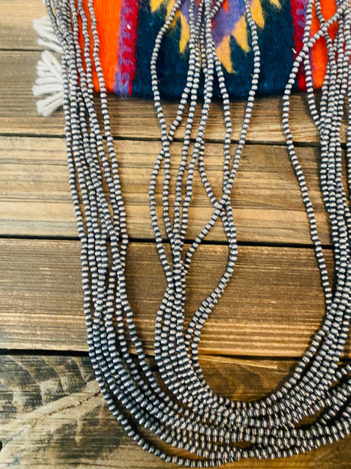 Navajo Sterling Silver Pearl 3mm Beaded Necklace 60”