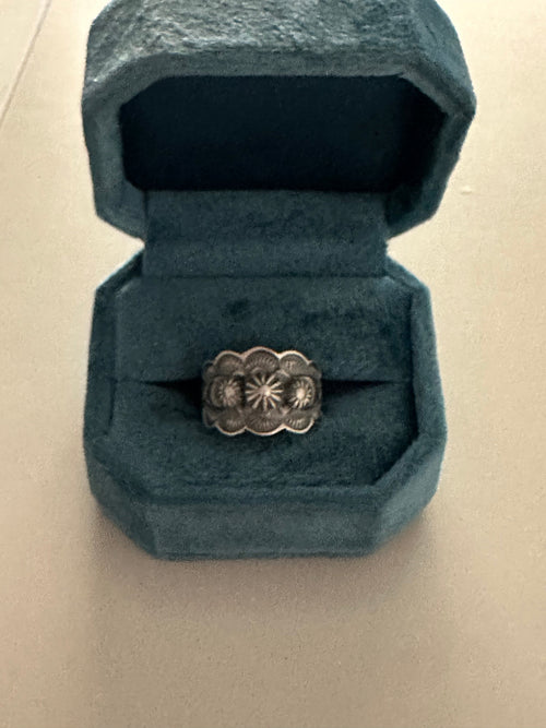 The Cassidy Sterling Flower Cigar Band Ring