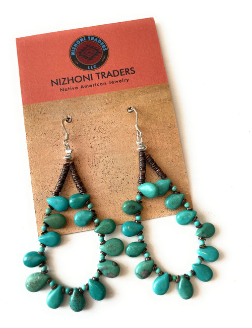 Navajo Sterling Silver Turquoise Beaded Earrings