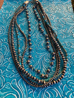 Navajo Turquoise & Sterling Silver 5 strand Beaded Necklace