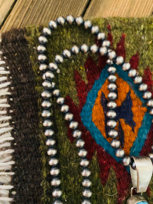 Navajo Sterling Silver, Turquoise & Coral Beaded Necklace