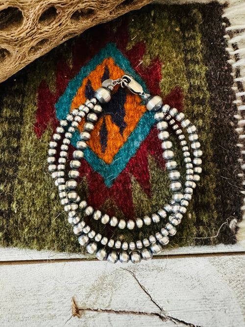 Navajo Sterling Silver Pearl Triple-Strand Beaded Bracelet