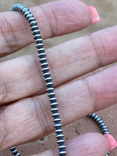 Sterling Silver Saucer Handcrafted Pearls 3mm 14 Inch