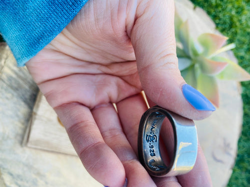 Handcrafted Vintage Sterling Silver Ring Size 11 Signed