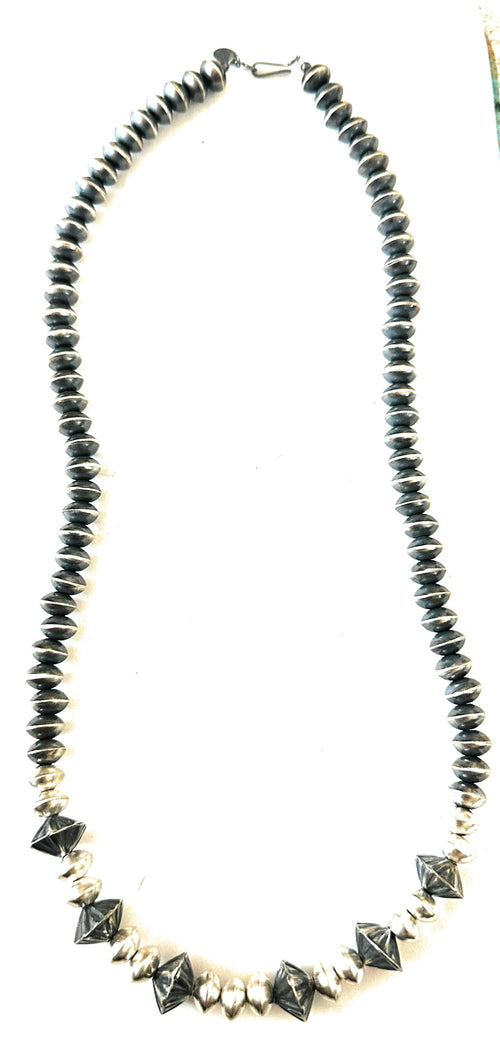 Navajo Sterling Silver Pearl Beaded Necklace 20”