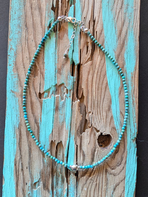 Turquoise MultiColor Beaded Stone Sterling Silver Necklace