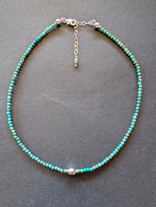 Turquoise MultiColor Beaded Stone Sterling Silver Necklace