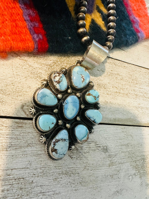 Navajo Golden Hills Turquoise & Sterling Silver Pendant