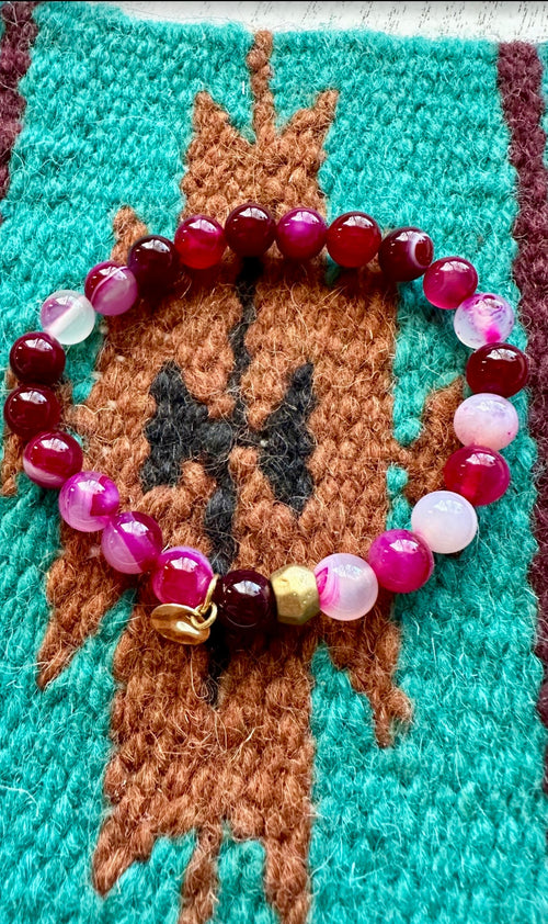 Handmade Beaded Pink Stretch Bracelet