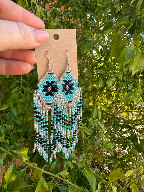 Handmade Sterling Silver Beaded Dangle Earrings