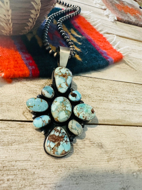 Navajo Golden Hills Turquoise & Sterling Silver Pendant by Paul Livingston