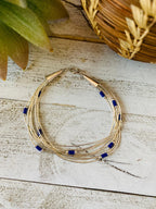 Navajo Lapis & Sterling Liquid Silver Beaded Bracelet