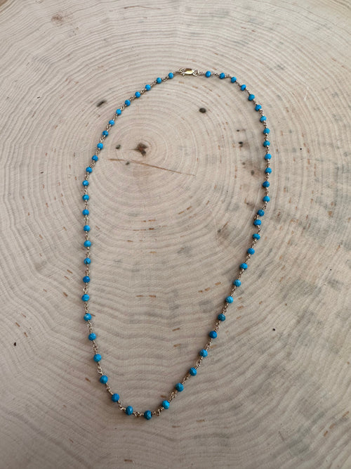 “The Golden Collection” Az Sunrise Handmade Turquoise Beaded 14k Gold Necklace BLUE TONES