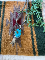 Navajo Sterling Silver & Turquoise Blossom Pendant Signed