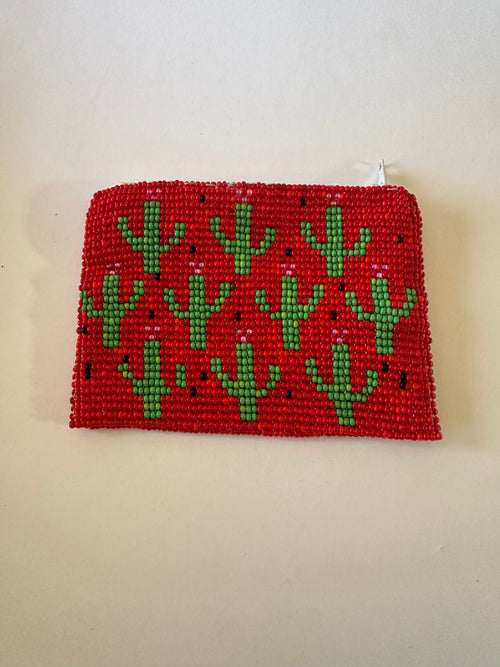 Handmade Beaded Saguaro Cactus Coin Purse