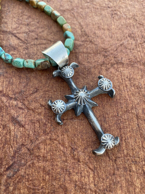 Navajo Chimney Butte Sterling Silver & Cross Pendant