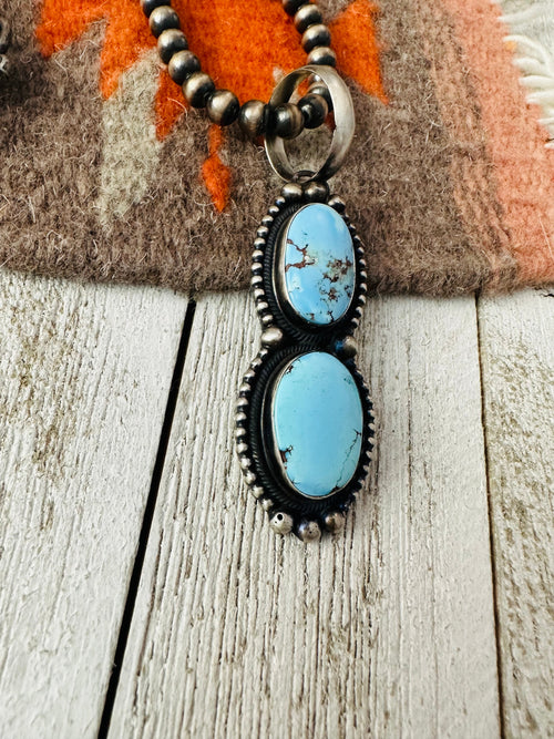 Navajo Golden Hills Turquoise & Sterling Silver Pendant