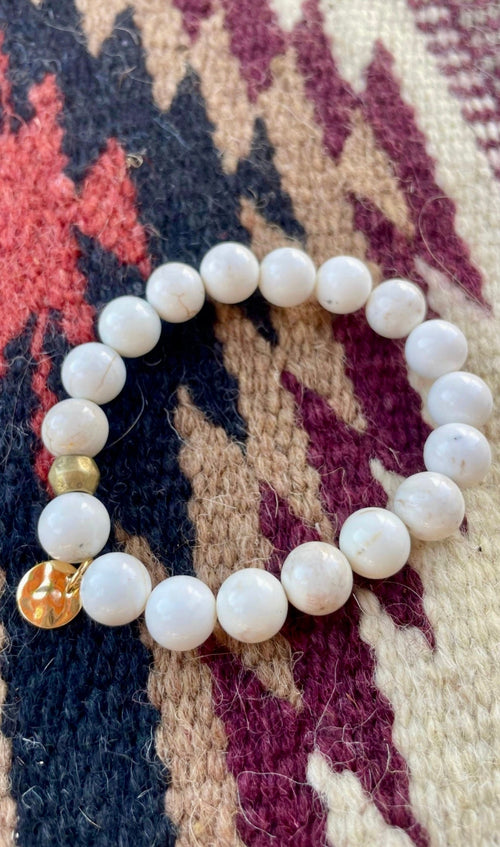 Handmade Beaded Stretch Bracelet White Howlite