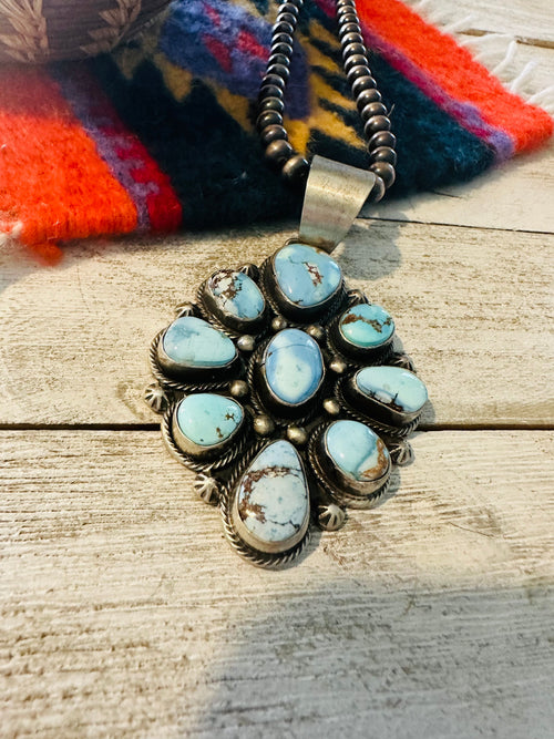 Navajo Golden Hills Turquoise & Sterling Silver Pendant