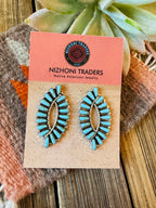 Navajo Sterling Silver & Turquoise Fishtail Post Earrings