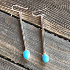 Beautiful Navajo Sterling Silver Turquoise Drop Dangle Earrings