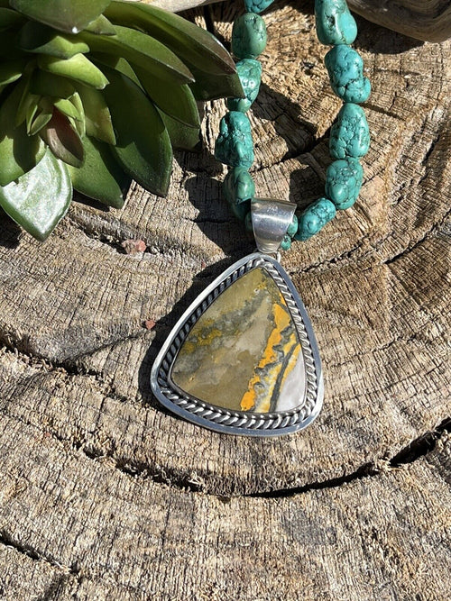 Navajo Bumble Bee Jasper & Sterling Silver Pendant Signed