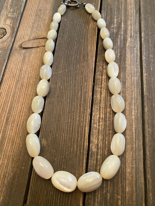 Navajo Mother Of Pearl & Sterling Silver Beaded Necklace