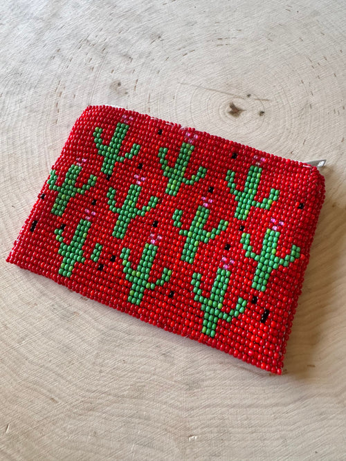 Handmade Beaded Saguaro Cactus Coin Purse