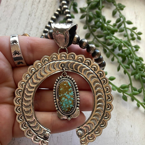 “The Statement Pendant” Handmade & Number 8 Turquoise Naja Pendant