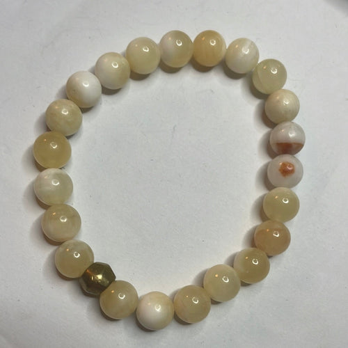 Handmade Recycled Glass Beaded Stretch Bracelet CALCITE