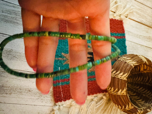 Navajo Turquoise and Sterling Silver Beaded Necklace 14”