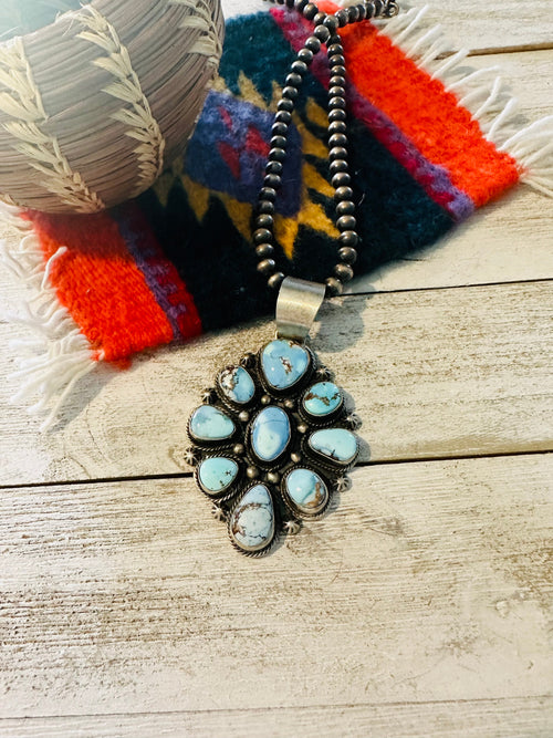 Navajo Golden Hills Turquoise & Sterling Silver Pendant