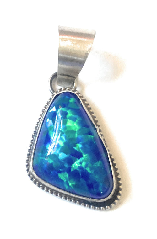 Navajo Sterling Silver & Blue Opal Pendant