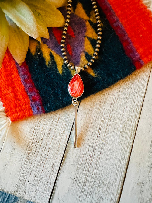 Navajo Sterling Silver & Rhodochrosite Pendant