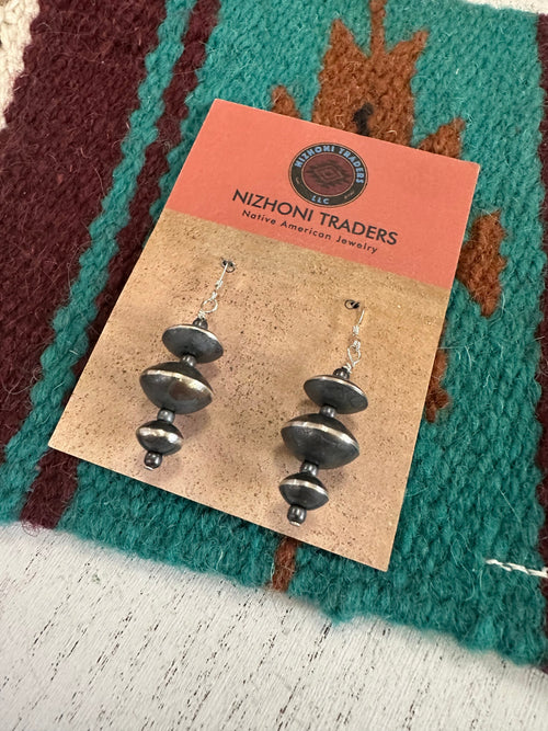 Navajo Pearl Sterling Silver Hand Made Dangle Earrings